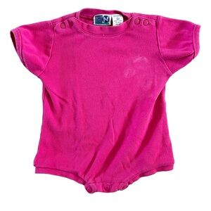 Vintage 90s 18M Pink Onesie Bodysuit Snap Shoulders Colorful